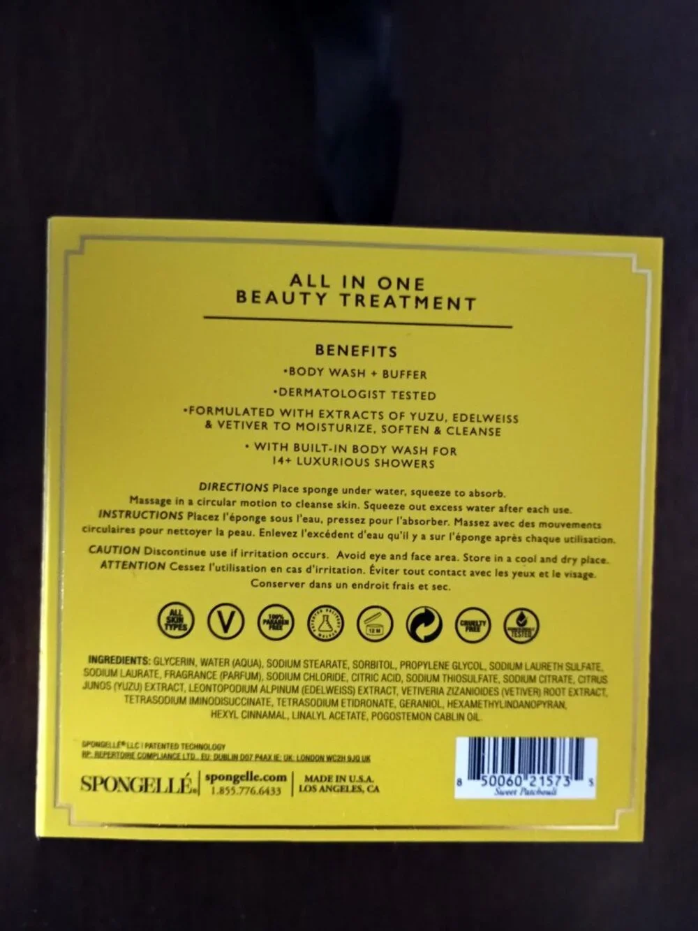💛💛BNIB SPONGELLE SWEET PATCHOULI BODY WASH INFUSED BUFFER SPONGE